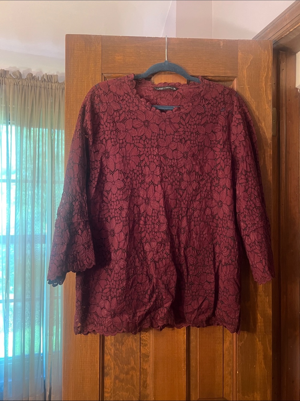 Zara Burgundy Lace Blouse